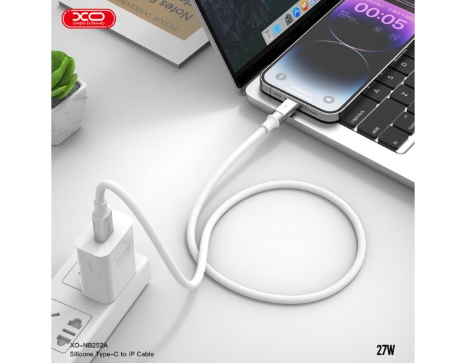 Кабель XO Liquid Silicone Type-C to Type-C 60W 1м білий, ціна: 129 грн.