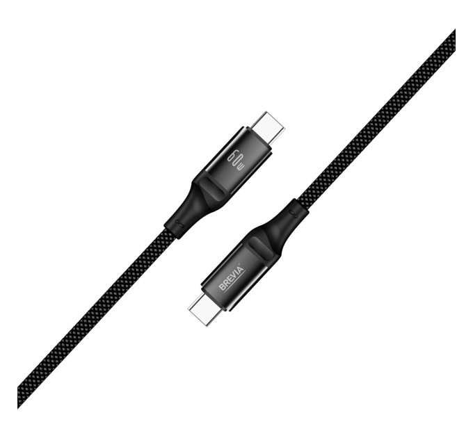Кабель Brevia Type-C to Type-C 60W 1м, черный ZIP, цена: 167 грн.