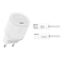 Сетевое зарядное устройство XO L143 PD20W Single USB-C + Lightning кабель белый