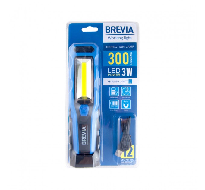 Фонарь инспекционный Brevia LED 8SMD+1W LED 300lm 2000mAh microUSB, цена: 629 грн.
