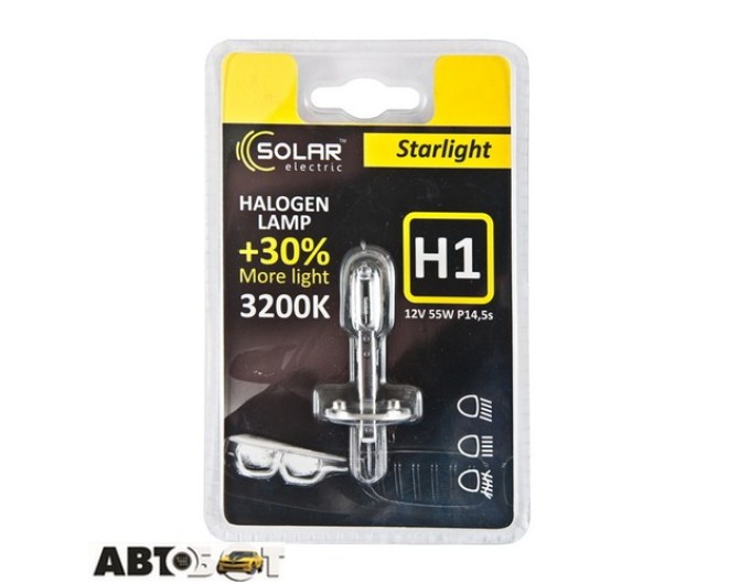 Галогенна лампа SOLAR Starlight H1 12V 55W 3200K 1201B1 (1 шт.), ціна: 71 грн.