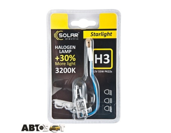 Галогенна лампа SOLAR Starlight H3 12V 55W 3200K 1203B1 (1 шт.), ціна: 77 грн.