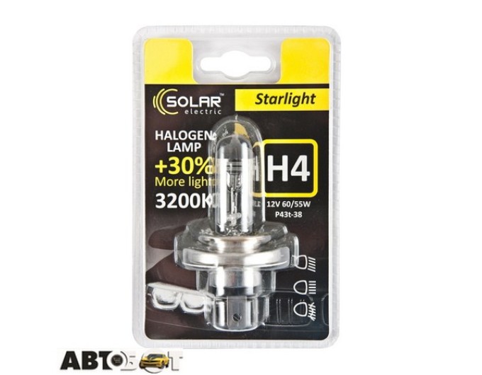 Галогенна лампа SOLAR Starlight H4 12V 60/55W 3200K 1204B1 (1 шт.), ціна: 96 грн.