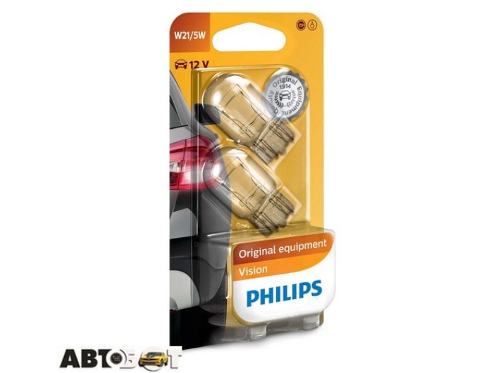 Лампа накаливания Philips Vision W21/5W 12V 12066B2 (2 шт.), цена: 219 грн.