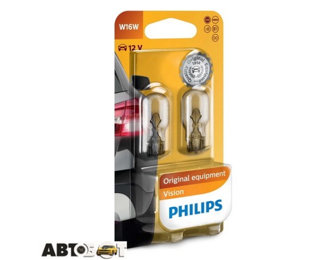 Лампа накаливания Philips Vision W16W 12V 16W 12067B2 (2 шт.), цена: 122 грн.