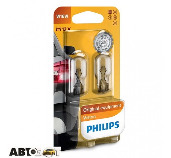 Лампа накаливания Philips Vision W16W 12V 16W 12067B2 (2 шт.), цена: 90 грн.