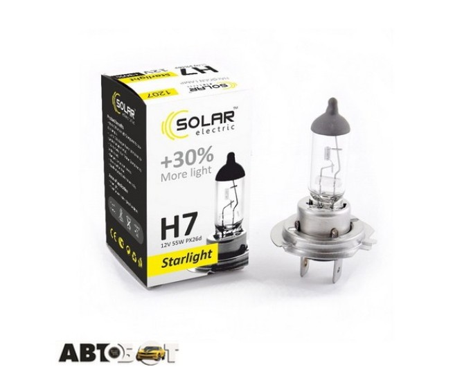 Галогенна лампа SOLAR Starlight + 30% H7 1207 (1 шт.), ціна: 127 грн.