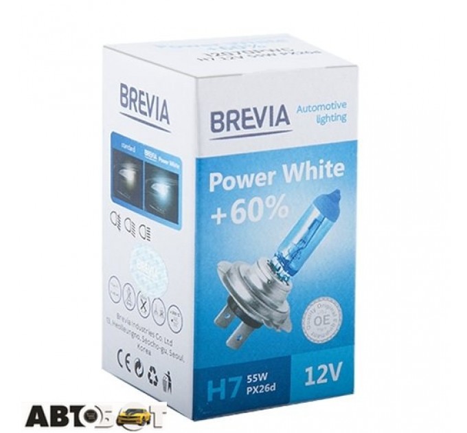  Галогенная лампа BREVIA Power White +60% H7 12V 55W 4300K 12070PWC (1 шт.)