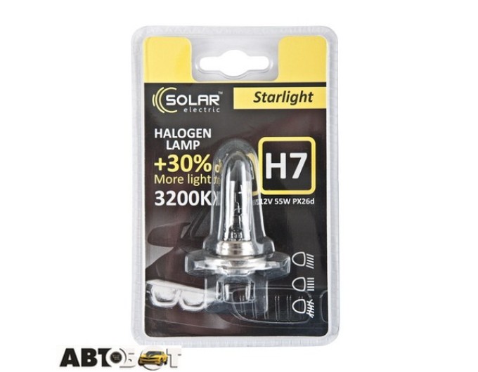 Галогенна лампа SOLAR Starlight H7 12V 55W 3200K 1207B1 (1 шт.), ціна: 96 грн.