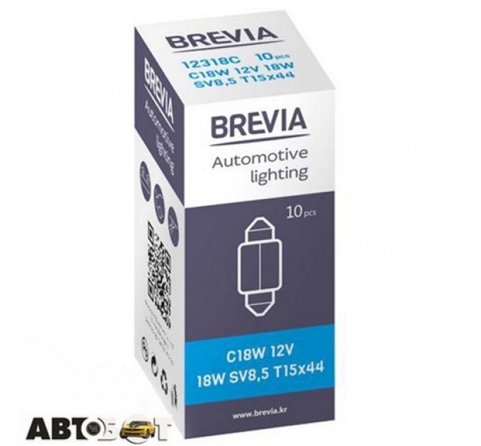  Лампа накаливания BREVIA C18W SV8.5 T15x44 12V 18W CP 12318C (1 шт.)