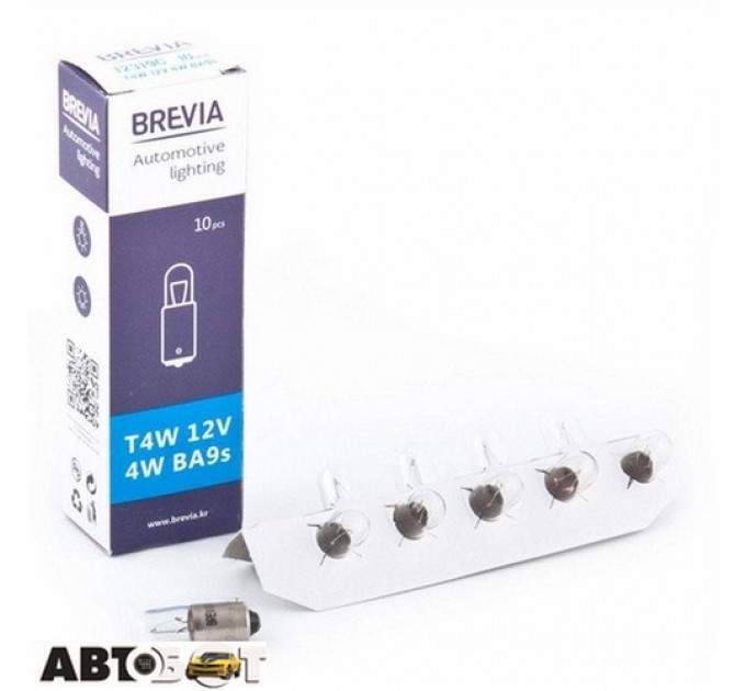  Лампа накаливания BREVIA T4W BA9s 12V 4W 12319C (1 шт.)