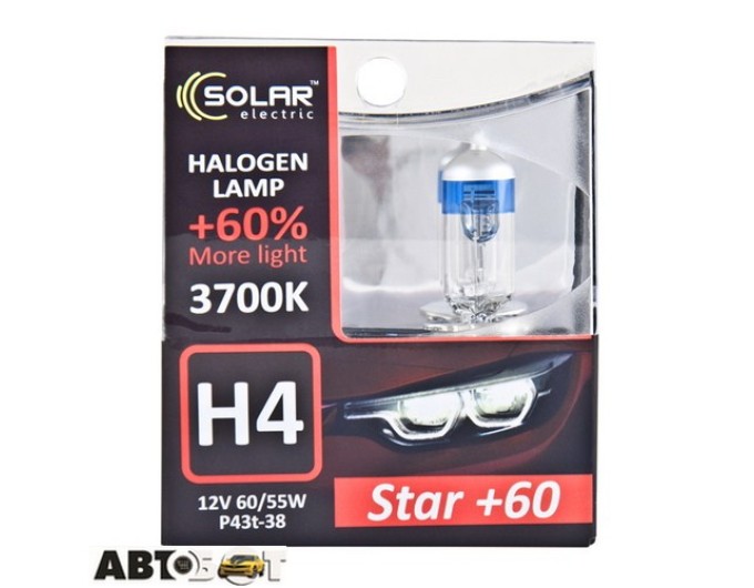 Галогенна лампа SOLAR Star H4 12V 60/55W 3700K 1234S2 (2 шт.), ціна: 347 грн.