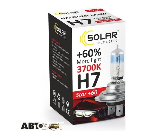 Галогенна лампа SOLAR Star H7 12V 55W 3700K 1237 (1 шт.), ціна: 187 грн.