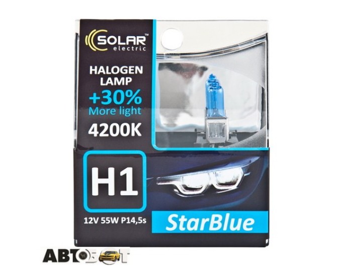 Галогенна лампа SOLAR StarBlue H1 12V 55W 4200K 1241S2 (2 шт.), ціна: 218 грн.