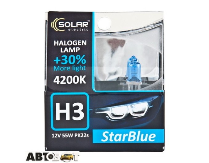 Галогенна лампа SOLAR StarBlue H3 12V 55W 4200K 1243S2 (2 шт.), ціна: 215 грн.