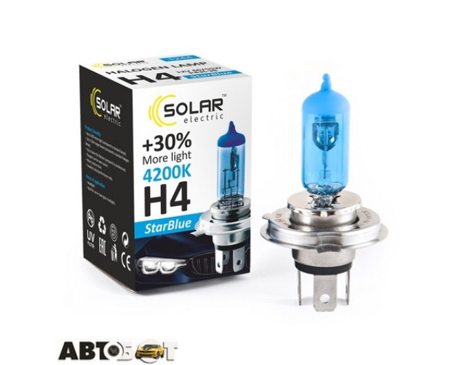 Галогенна лампа SOLAR StarBlue H4 12V 60/55W 4200K 1244 (1 шт.), ціна: 166 грн.