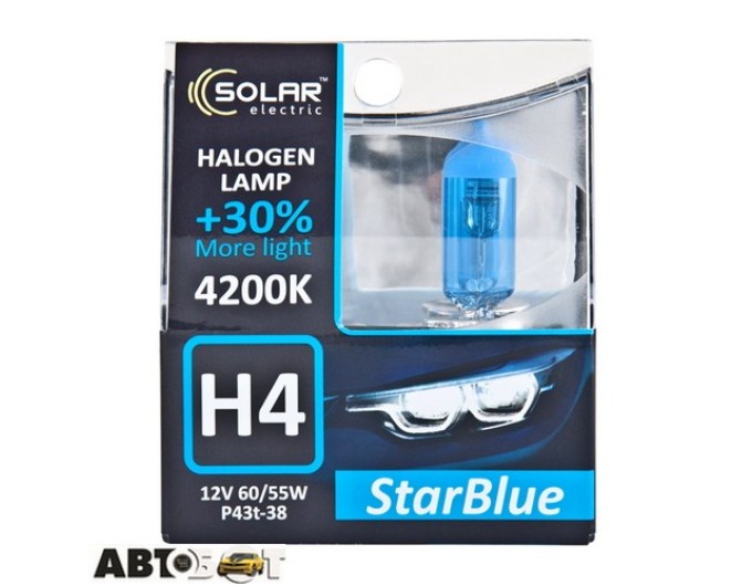 Галогенна лампа SOLAR StarBlue H4 12V 60/55W 4200K 1244S2 (2 шт.), ціна: 333 грн.