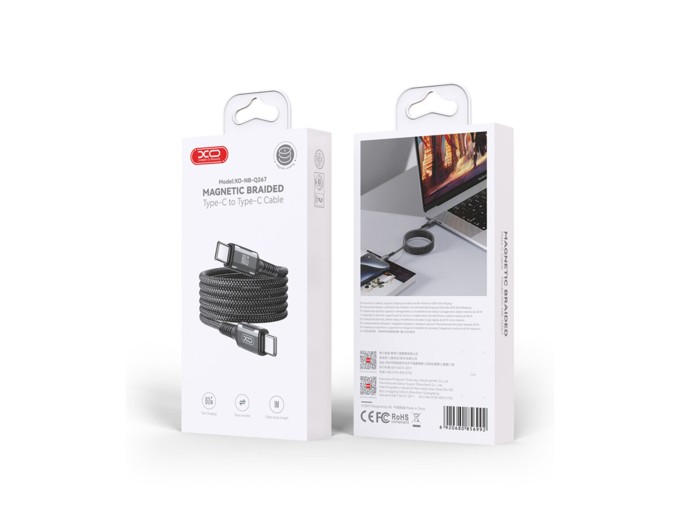 Кабель XO Magnetic Braided Type-C to Type-C 60W 1м чорний, ціна: 399 грн.