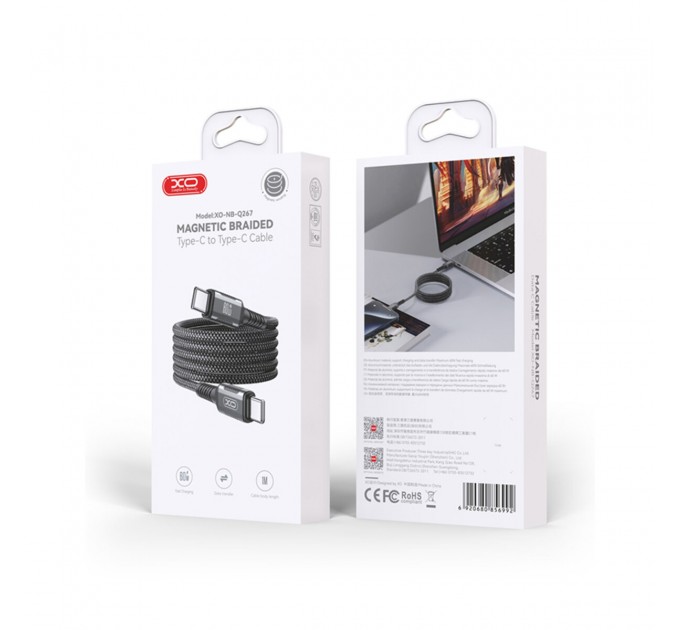 Кабель XO Magnetic Braided Type-C to Type-C 60W 1м черный, цена: 299 грн.