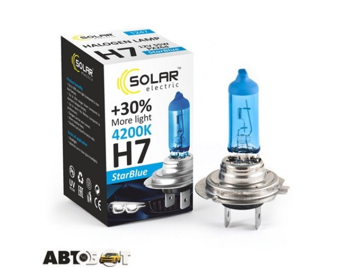 Галогенна лампа SOLAR StarBlue H7 12V 55W 4200K 1247 (1 шт.), ціна: 192 грн.