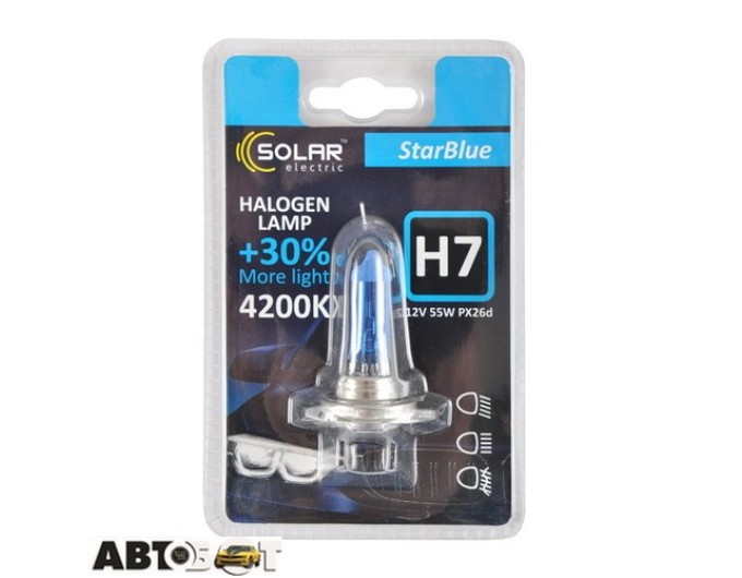 Галогенна лампа SOLAR StarBlue H7 12V 55W 4200K 1247B1 (1 шт.), ціна: 152 грн.