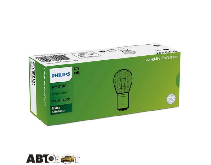 Лампа розжарювання Philips LongerLife EcoVision PY21W 12V 12496LLECOCP (1 шт.), ціна: 75 грн.