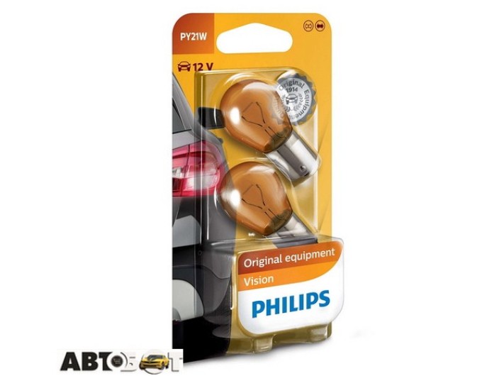 Лампа розжарювання Philips Vision PY21W 12V 12496NAB2 (2 шт.), ціна: 123 грн.