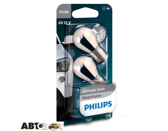 Лампа накаливания Philips SilverVision PY21W 12V 12496SVB2 (2 шт.), цена: 773 грн.