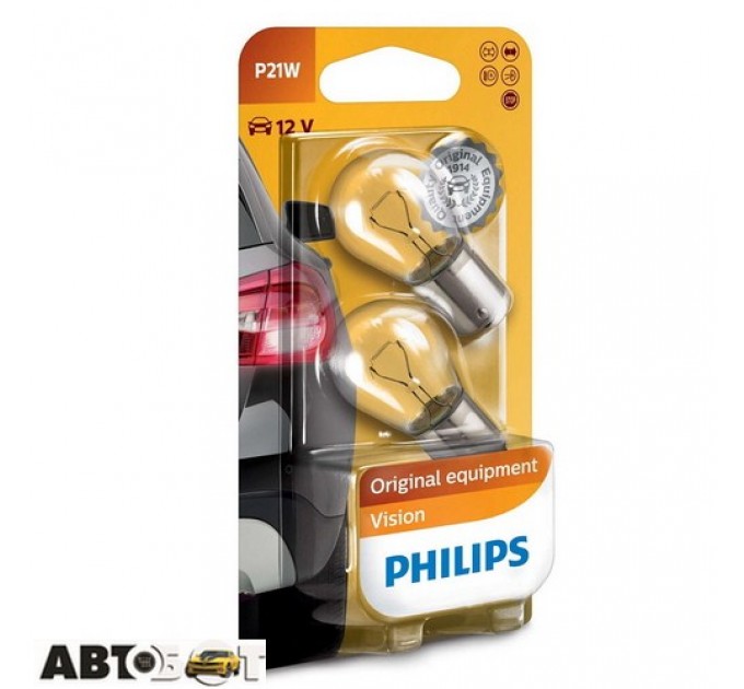 Лампа накаливания Philips Vision P21W 12V 12498B2 (2 шт.), цена: 60 грн.