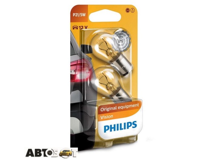 Лампа накаливания Philips Vision P21/5W 12V 12499B2 (2 шт.), цена: 86 грн.