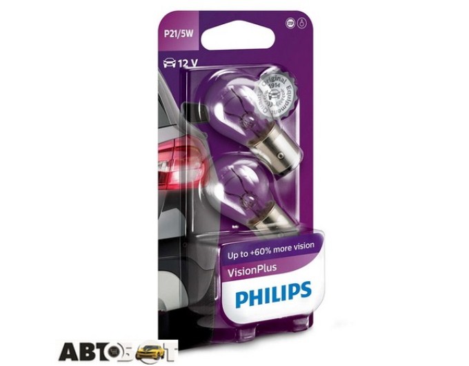 Лампа розжарювання Philips VisionPlus P21/5W 12V 12499VPB2 (2 шт.), ціна: 130 грн.