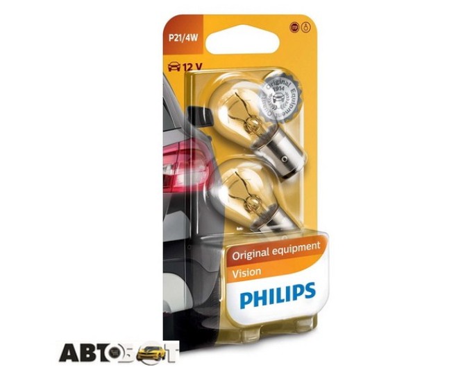 Лампа розжарювання Philips Vision P21/4W 12V 12594B2 (2 шт.), ціна: 123 грн.