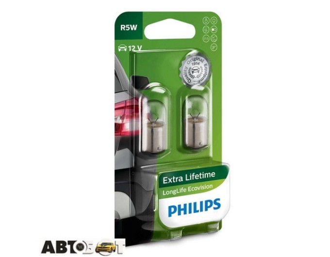 Лампа накаливания Philips LongerLife EcoVision R5W 12V 12821LLECOB2 (2 шт.), цена: 116 грн.