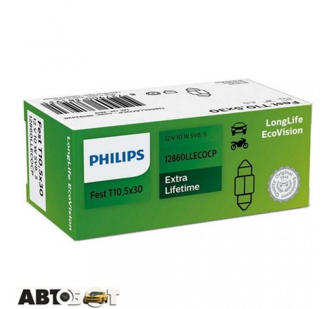 Лампа розжарювання Philips LongerLife EcoVision C10W T10.5X30 12V 12860LLECOCP (1 шт.), ціна: 41 грн.