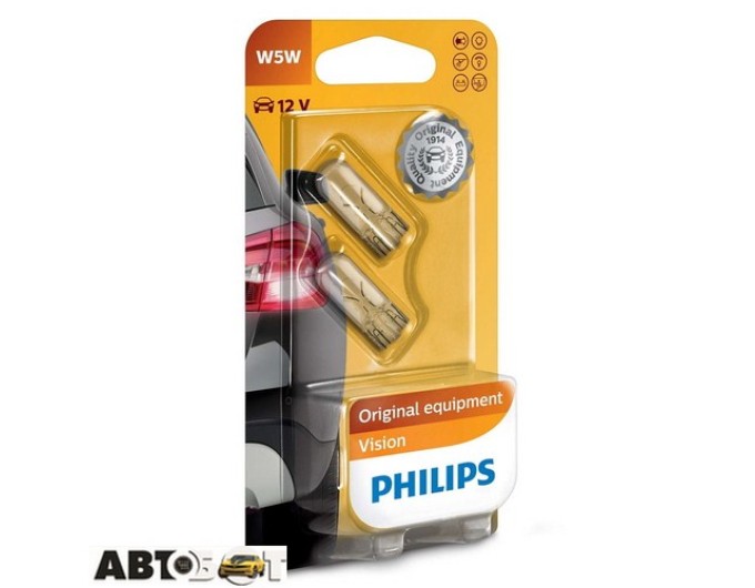 Лампа розжарювання Philips Vision W5W 12V 12961B2 (2 шт.), ціна: 75 грн.