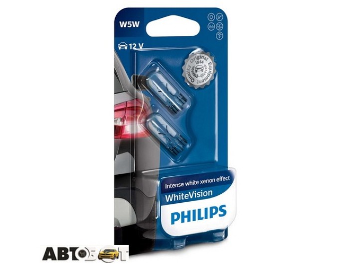 Лампа накаливания Philips WhiteVision W5W 12V 12961NBVB2 (2шт.), цена: 159 грн.