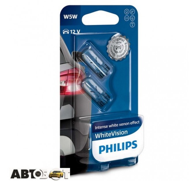 Лампа розжарювання Philips WhiteVision W5W 12V 12961NBVB2 (2шт.), ціна: 118 грн.