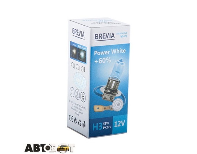 Галогенна лампа BREVIA Power White +60% H3 12V 55W 4300K 12030PWC (1 шт.), ціна: 179 грн.