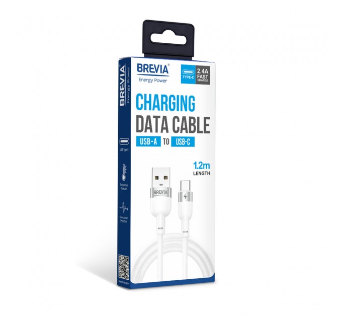 Кабель Brevia USB to Type-C 2,4А 1,2м, белый box, цена: 142 грн.