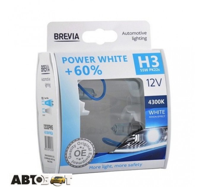  Галогенная лампа BREVIA Power White +60% H3 12V 55W 4300K 12030PWS (2 шт.)