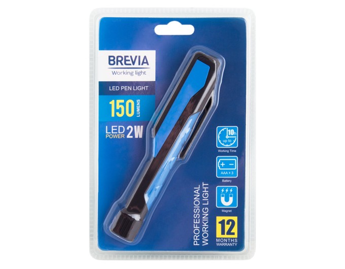Фонарь инспекционный Brevia LED Pen Light 2W LED, 150lm, IP20, IK05, 3xAAA, цена: 188 грн.