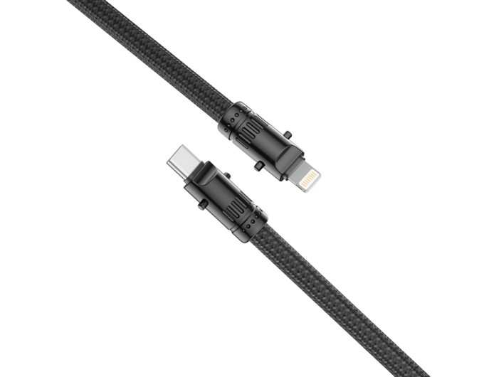Кабель XO Lanyard Bullet Type-C to Lightning 27W 1,2м чорний, ціна: 399 грн.