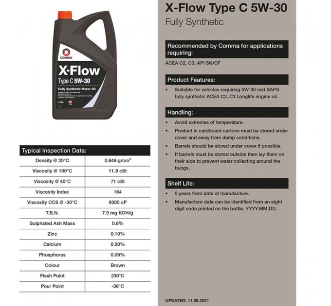 Моторное масло Comma X-FLOW TYPE C 5W-30 20л, цена: 6 390 грн.