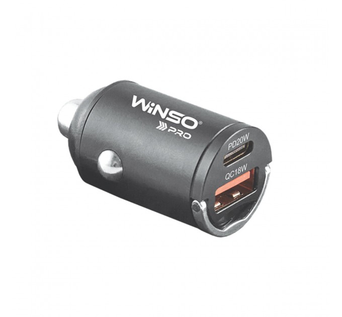 Автомобильное зарядное устройство Winso Pro 38W USB-C+USB-A mini Metal, цена: 408 грн.