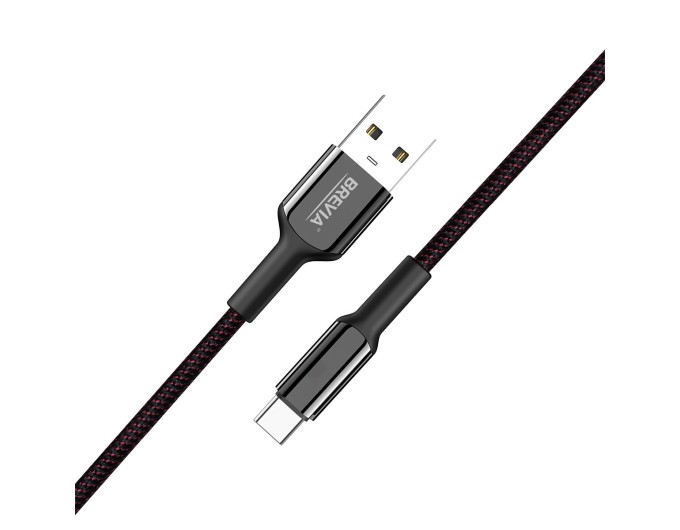 Кабель Brevia USB to Type-C 2,4А 1,2м, чорний box, ціна: 251 грн.