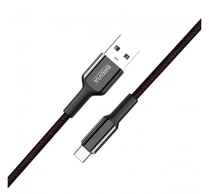 Кабель Brevia USB to Type-C 2,4А 1,2м, черный box, цена: 246 грн.