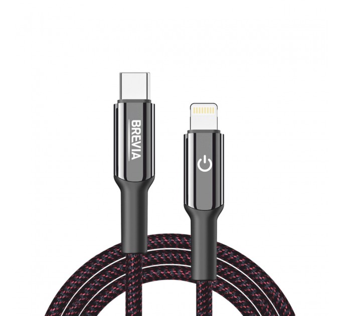 Кабель Brevia Type-C to Lightning 30W 1,2м, черный box, цена: 338 грн.