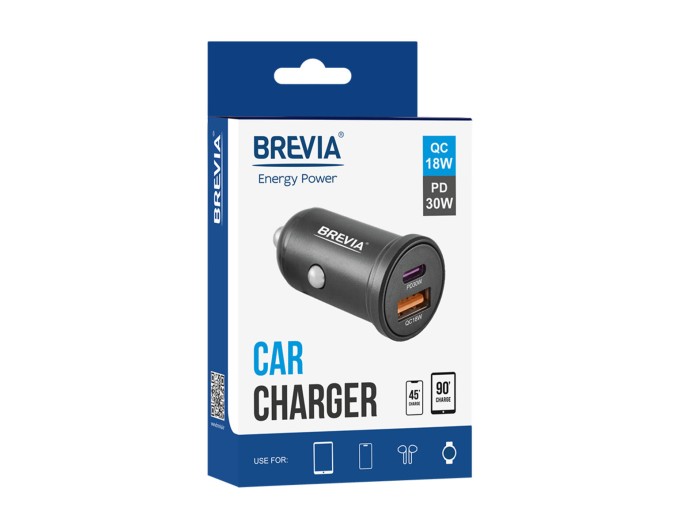Автомобильное зарядное устройство Brevia ePower DualCharge 48W 1xUSB-C+1xUSB-A, черный, цена: 275 грн.