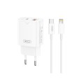 Сетевое зарядное устройство XO L130 PD30W/QC18W 1USB-C+1USB-A + Lightning кабель белый, цена: 399 грн.
