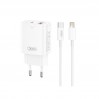 Сетевое зарядное устройство XO L130 PD30W/QC18W 1USB-C+1USB-A + Lightning кабель белый, цена: 359 грн.